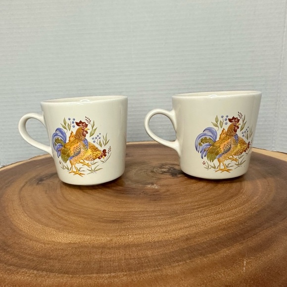 Rooster Design Ceramic Mugs - Cream and Multicolor - Picture 8 of 8
